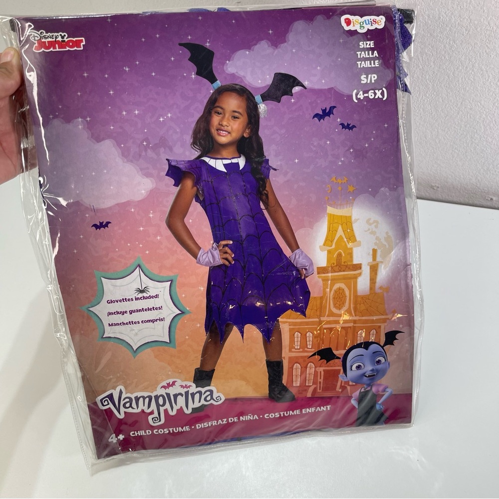 Disney  Vampirina Disguise Girls S(4-6x Halloween Costume Purple Party Dress NEW